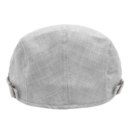ZLYC Men Summer Flat Cap Scally Ivy Gatsby Newsboy Beret Driver Hat - color: Plain Light Gray