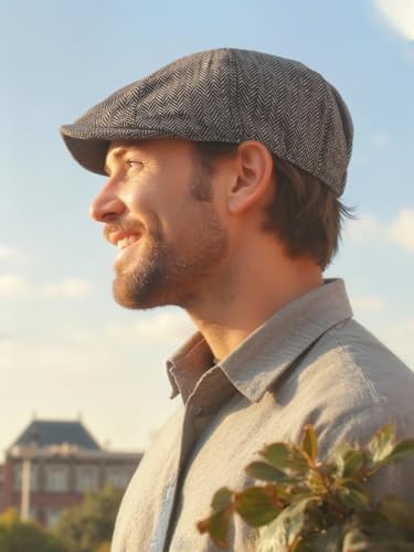 Senker Fashion 2 Pieces Newsboy Cap for Men - color: Light Grey Dark Grey