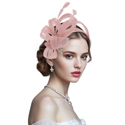 Fascinators Hats for Women, Fascinator Headband Tea Party Hat - color: Pink