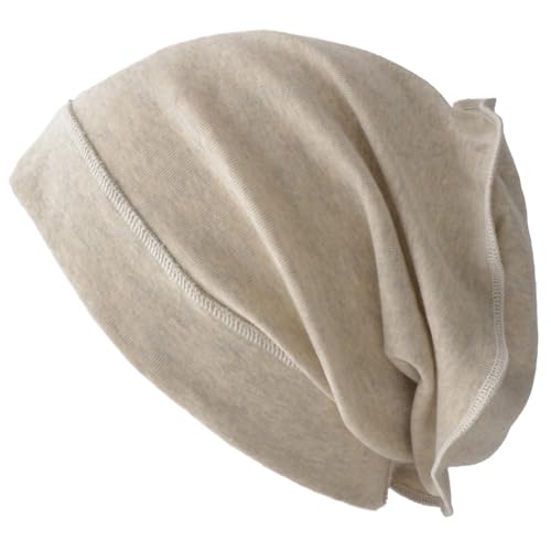 CHARM Mens Slouch Beanie Hat - Womens Organic Cotton Hipster Chemo Slouchy Cap - color: Cream Gray