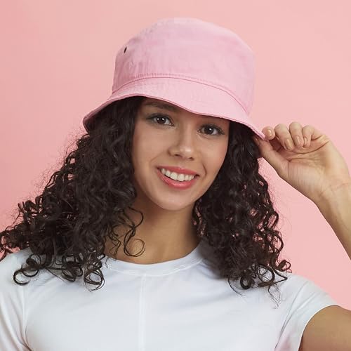 Cotton Bucket Hat Packable Sun Hat – Unisex Summer Travel Beach Fisherman Hat for Men Women Outdoor Fishing Hiking - color: Fuchsia, size: Small-Medium