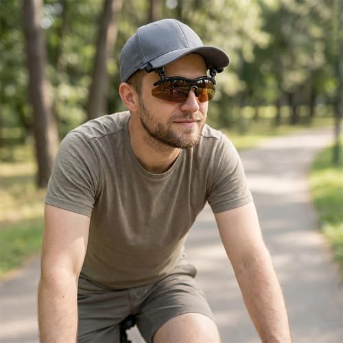 FEISEDY Polarized Clip Cap Sunglasses, UV400 Sports Hat Visor B0356 - color: Brown