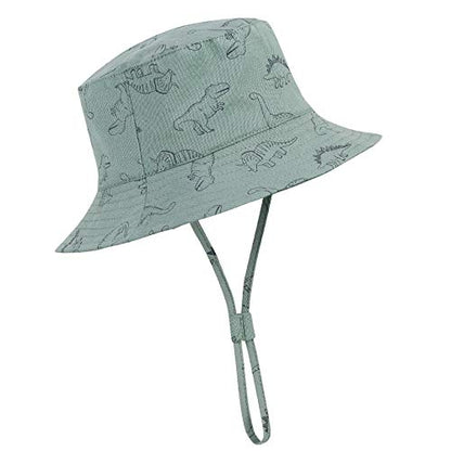 Durio UPF 50+ Baby Sun Hat Wide Brim Toddler Bucket Hats for Boys 0-8 Years - color: B Seaweed Blue Dinosaur, size: 3-6 Months