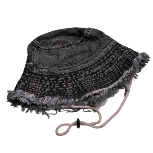Cotton Denim Distressed Bucket Hat, Sun Hat, Hat for Men and Women - color: Blu28