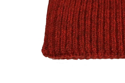 Seamless Beanie Cap, Acrylic Unisex Winter Beanie - color: Brick Red