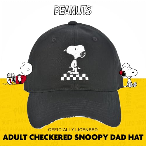 Concept One Unisex Adult Peanuts Snoopy Dad Hat, Adult Cotton Adjustable Baseball Cap with Curved Brim - color: Black