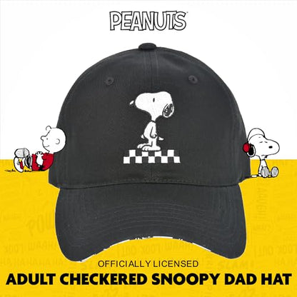 Concept One Unisex Adult Peanuts Snoopy Dad Hat, Adult Cotton Adjustable Baseball Cap with Curved Brim - color: Black