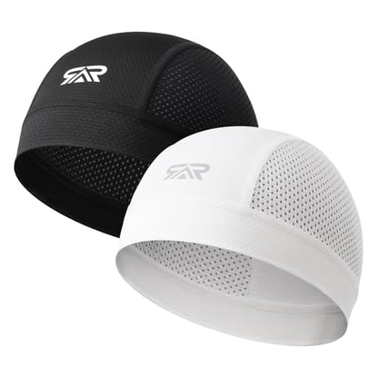 SUNMECI 2-Pack Breathable Skull Cap Mesh Helmet Liner for Men Women - color: Black+white