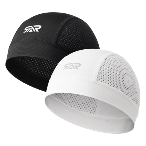 SUNMECI 2-Pack Breathable Skull Cap Mesh Helmet Liner for Men Women - color: Black+white