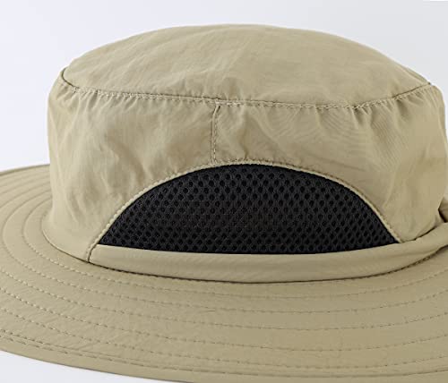 Kids Sun Protection Hat Quick Dry Adjustable Wide Brim Bucket Hat for Boys Girls Summer Fishing Hiking - color: Khaki