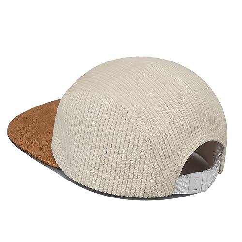 Clakllie 5 Panel Corduroy Baseball Cap for Men Women Soft Flat Brim Trucker Hat Adjustable Hip Hop Hat for Outdoor Travel
