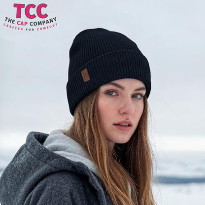 Beanie Fleece Lined Soft for Men Women | Winter Hats Warm Double Layered Stylish Knited Cuffed Plain Beanie Skull Cap | - color: A04- Navy Blue