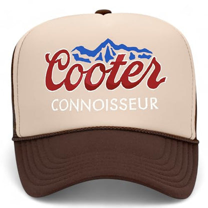 Connoisseur Trucker Hat | Funny Meme Party Trendy Cowboy Beer | Premium Snapback Hat for Men & Women - color: Brown/Tan