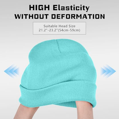ZOORON Beanie for Men Women Warm Winter Hat Unisex Soft Knit Cuffed Beanie - color: Lake Blue
