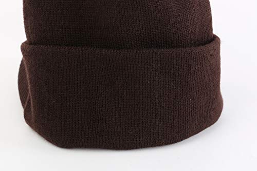 Home Prefer Men's Winter Beanie Hat with Brim Warm Double Knit Cuff Beanie Cap Watch Radar Hat - color: Espresso