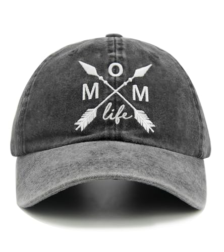 Women's Mom Life Dad Hat Embroidered Distressed Denim Baseball Cap