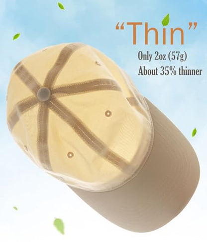 Hot Summer Baseball Cap, 35% Thinner Cotton Dad Hat Lightweight - color: White