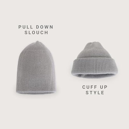 Fisherman Beanie Cuffed Knit Winter Hat Trawler Sailor Watch Cap Men Women - color: Classic (Light Grey)