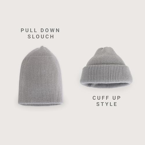 Fisherman Beanie Cuffed Knit Winter Hat Trawler Sailor Watch Cap Men Women - color: Classic (Light Grey)