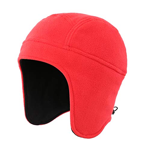 Home Prefer Mens Womens Warm Fleece Beanie Earflap Winter Hat Outdoor Winter Cap - color: Red