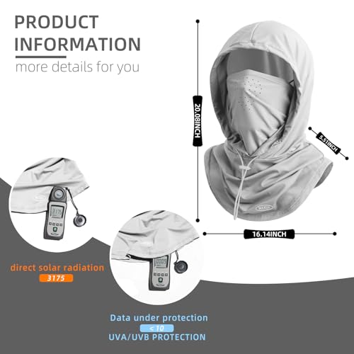 Summer Balaclava Face Mask with Breathable Holes Sun Face Shield for Men - color: Light Gray