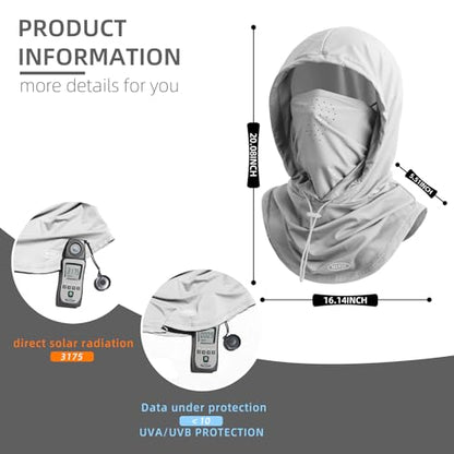Summer Balaclava Face Mask with Breathable Holes Sun Face Shield for Men - color: Light Gray