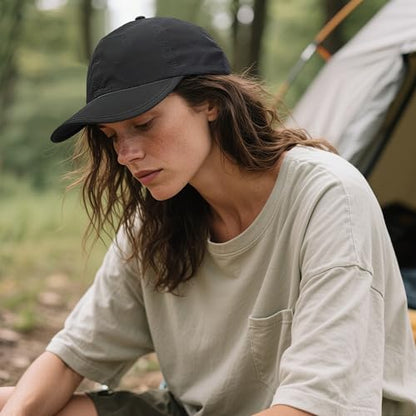 Clakllie Quick Dry 5 Panel Cap for Men Summer Folding Outdoor Hat Breathable Baseball Cap Unstructured Running Hiking Hats - color: Cduk-bssq2582-black