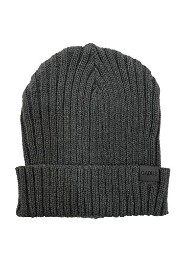 Women's Slouchy Winter Beanie Hat with Removable Faux Fur Pom - color: Charcoal/White Pom