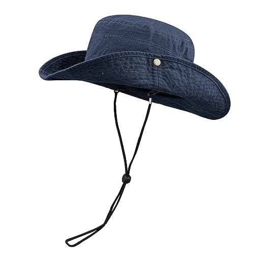 Clakllie Reversible Packable Boonie Fishing Hat UV Protection Sun Beach Hat - color: S-hjy6-navy Blue