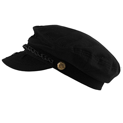 SK Hat shop Men's Summer Cotton Greek Fisherman Sailor Fiddler Driver Hat Flat Cap - color: Black, size: Small-Medium