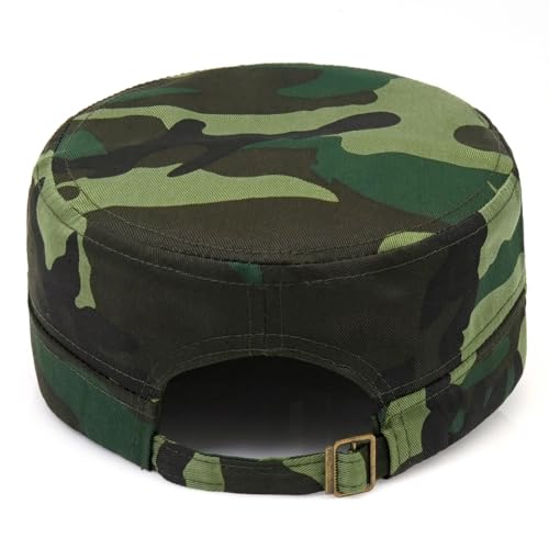 Unisex Cadet Army Cap Adjustable Flat Top Cap Washed Cotton Military Hat Baseball Cap - color: Camo B