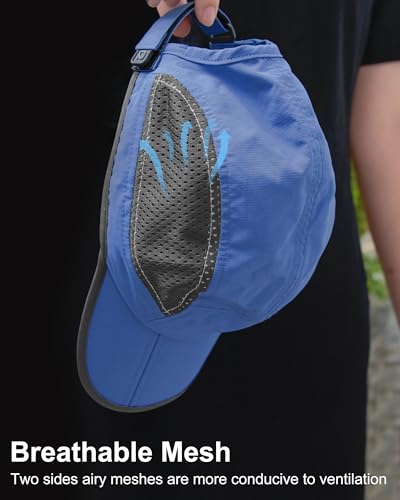 GADIEMKENSD Mens Folding Outdoor Hat Long Brim UPF 50+ Sun Protection - color: Folding Royal Blue