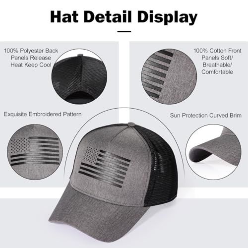 Oversize XXL American Flag Trucker Hat - color: Black/Black, size: XX-Large