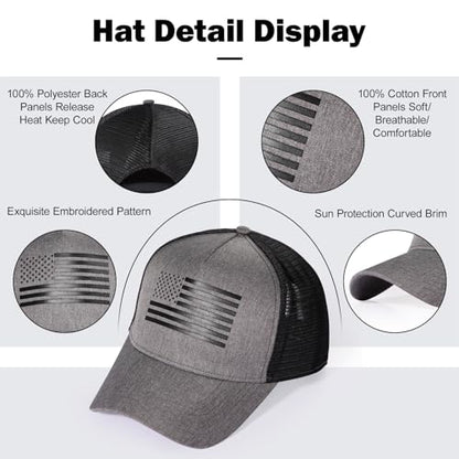 Oversize XXL American Flag Trucker Hat - color: Black/Black, size: XX-Large