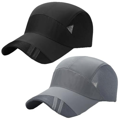 Sport Cap Outdoor Activities Adjustable Quick Dry Sun Hat Cap Men and Women Baseball Hiking Fishing Golf - color: Black & Gray