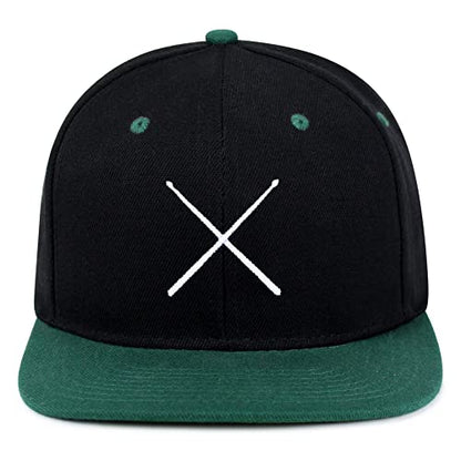 JPAK Drum Stick Hip-Hop Snapback Hat Embroidered Baseball Cap Drummer - color: 17. Black/Green