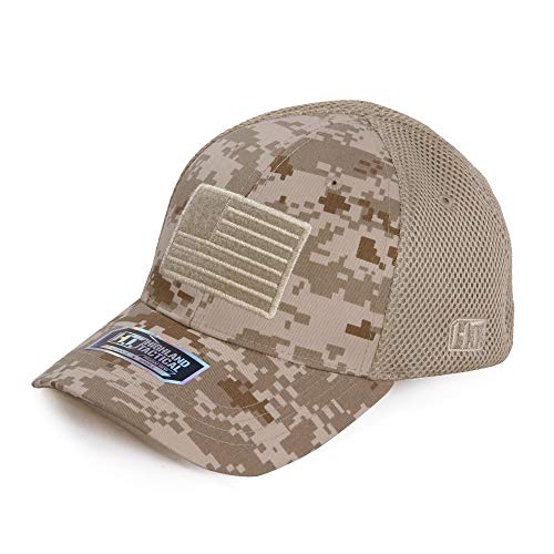 HIGHLAND TACTICAL - American Flag Soft Mesh Hat - color: Desert Digi Camo, size: One Size