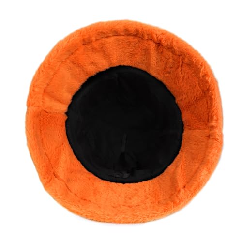 Umeepar Winter Faux Fur Fuzzy Bucket Hat Fluffy Warm Hat for Women Men - color: Plain Orange