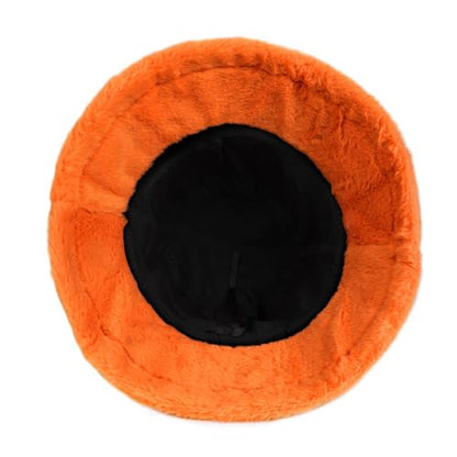 Umeepar Winter Faux Fur Fuzzy Bucket Hat Fluffy Warm Hat for Women Men - color: Plain Orange