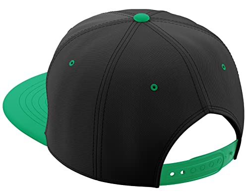 Daxton Classic Snapback St.Patrick Day 3D Lucky Clover Flat Bill Visor Hat - color: Black Kelly Green, style: Clover