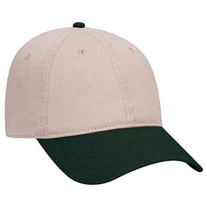 Ashen Fane 6 Panel Low Profile Garment Washed Superior Cotton Twill Dad Hat with Buckle - color: Dk. Grn Kha