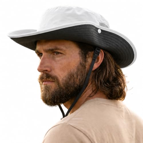 TOP-EX Wide Brim Mesh Sun Hat for Men and Women, UPF 50+ Water-Resistant - color: White, size: Medium-Large