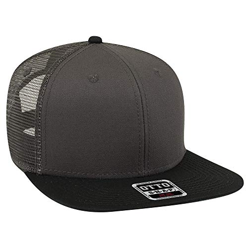 OTTO SNAP Hawaiian Pattern Square Flat Visor 6 Panel Pro Style Snapback Hat - color: Blk/Ch.gry/Ch.gry