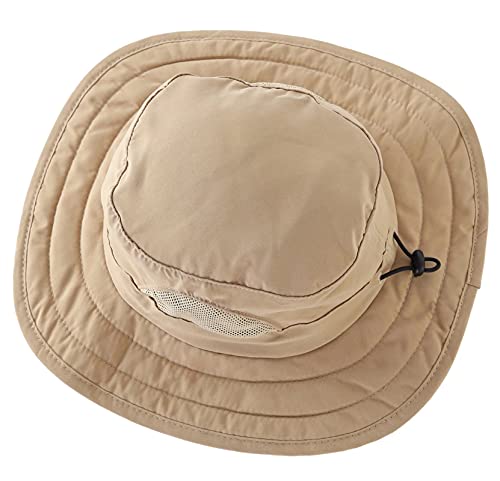 Connectyle Kids Sun Hat for Boys Girls Wide Brim Bucket Hat UPF 50+ Sun Protection Hat Breathable Summer Beach Hat - color: Dark Khaki