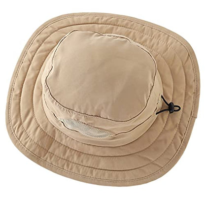 Connectyle Kids Sun Hat for Boys Girls Wide Brim Bucket Hat UPF 50+ Sun Protection Hat Breathable Summer Beach Hat - color: Dark Khaki