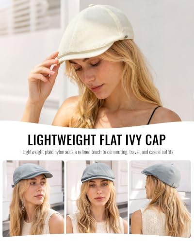CLAPE Lightweight Breathable Flat Hat, Water-Resistant Newsboy Cap - color: Nb2609-beige