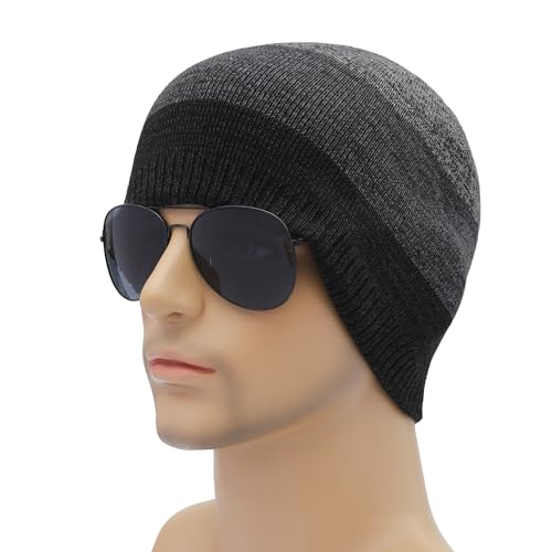 ZLYC Men Fashion Knit Fisherman Beanie Hat Winter Warm Thick Skull Cap - color: Mixed Black