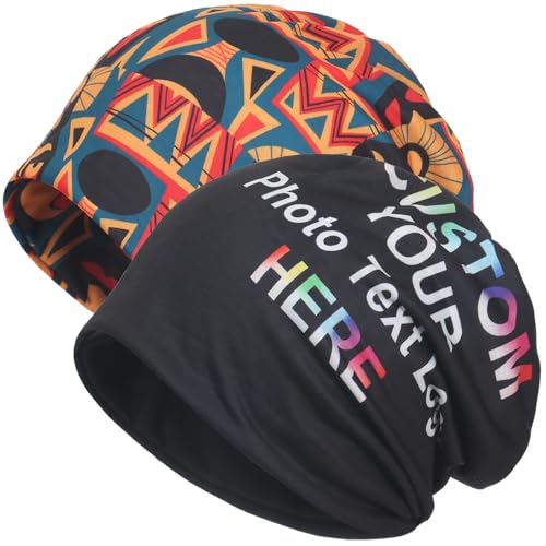 Jemis Sweet Heartwarming Breast Cancer Beanie Hat, Romantic Knitted Hat, Cancer Headwear Caps Baggy Skull Sleep Scarf - color: 2 Pack Black & Yellow Red