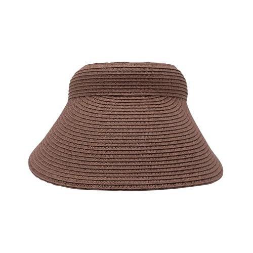 Toyo Braid Clip On Visor Wide Brim Hat Sun Protection for Women - color: Brown