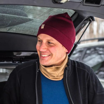 100% Merino Wool Cuff Beanie - Warm Winter Hat - Novelty Beanie - Toque - color: Burgundy